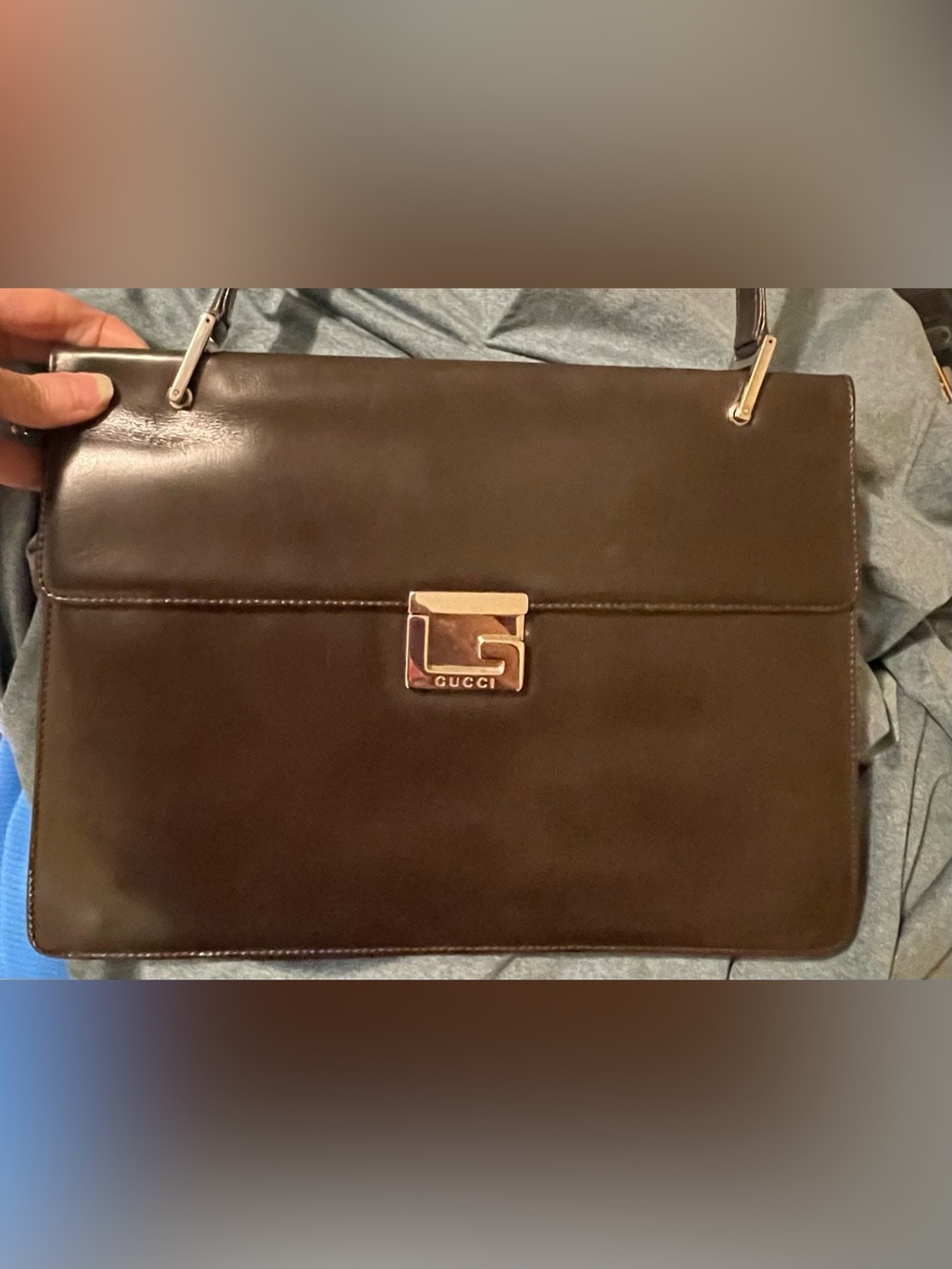 Gucci Authentic Vintage Chocolate Brown Leather Shoulder Bag w/ Silver Hardware